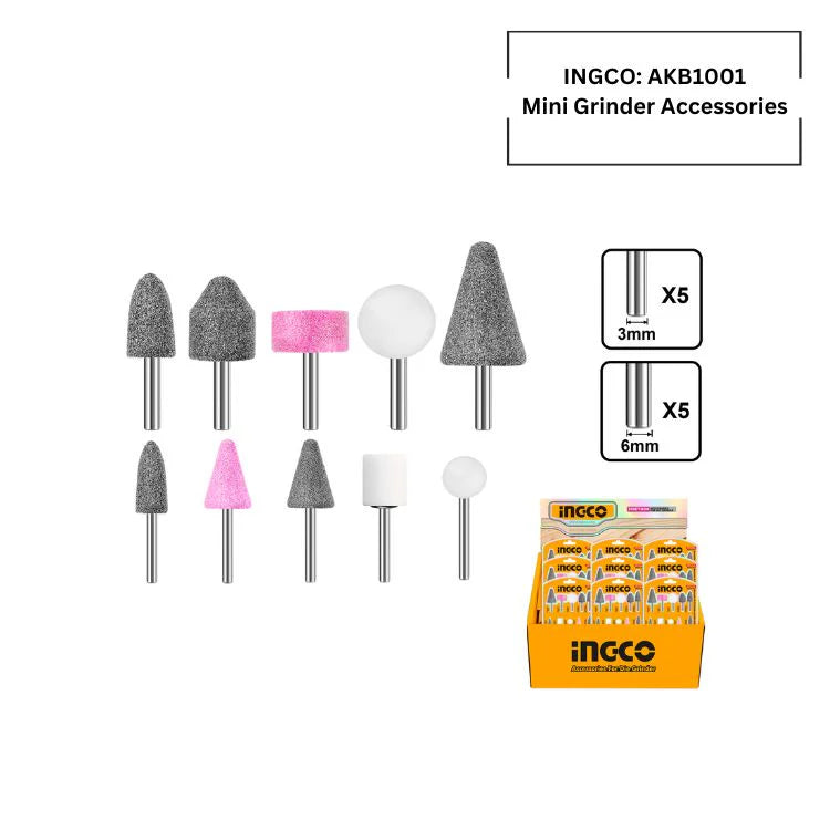Ingco Grinder Accessories For Die Grinders And Mini Grinders 10Pcs - AKB1001 Ingco Grinder Accessories For Die Grinders And Mini Grinders 10Pcs - AKB1001